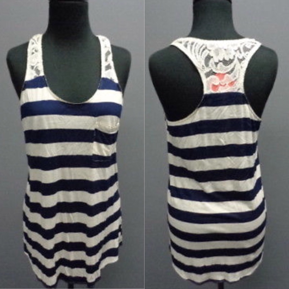 Collective Concepts Striped Lace Racerback Tank